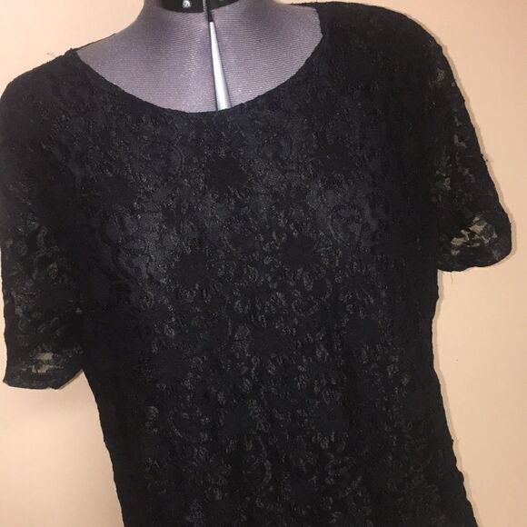 Vintage Via B’way black plus size lace top 2X - Picture 1 of 6
